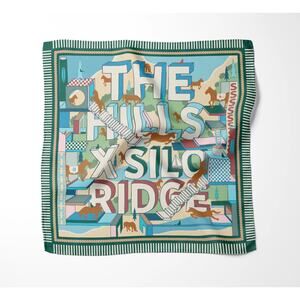 CB Grey Custom Silk Scarf The Hills x Silo Ridge Horses 17.5”